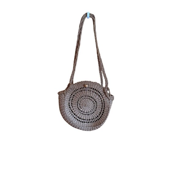 Rhythm Round Straw Bag Woven Rattan Shoulder Bag Boho Coastal Chic - Picture 4 of 16
